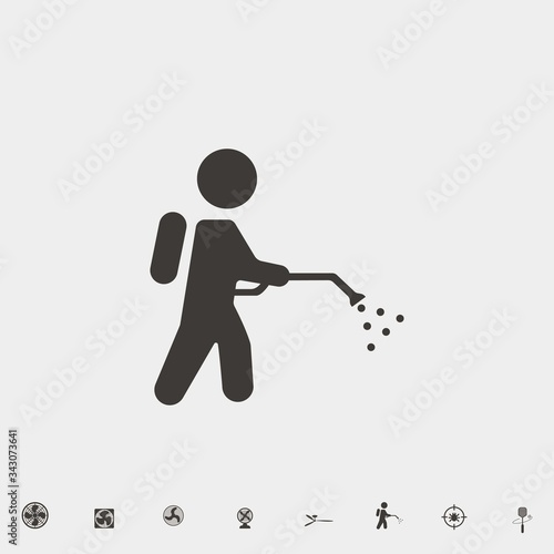 spraying pesticide icon vector illustration and symbol for website and graphic design photo