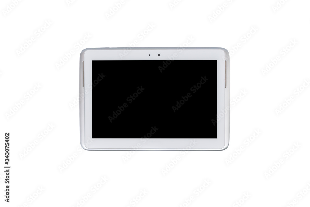 Tablet computer, pen and notebook isolated on over white background Tablet computer, pen and notebook isolated on over white background