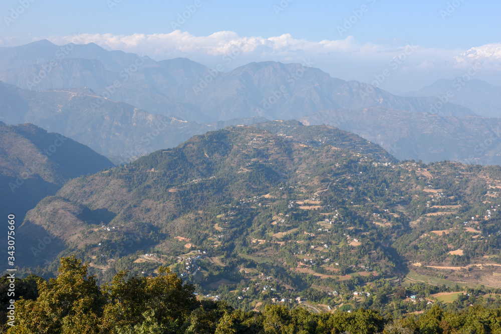View at the himalaya ridge from Tansen on Nepal