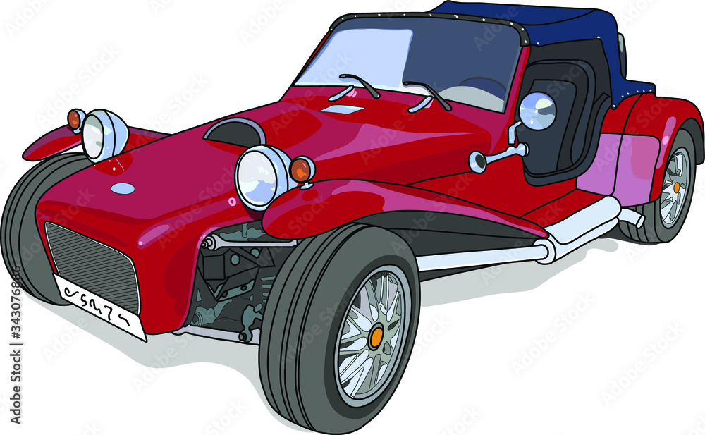 Red Car. Vector Illustration.