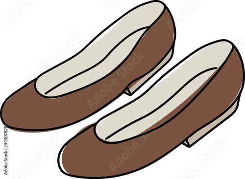 フラットシューズの手描きイラスト／靴／パンプス