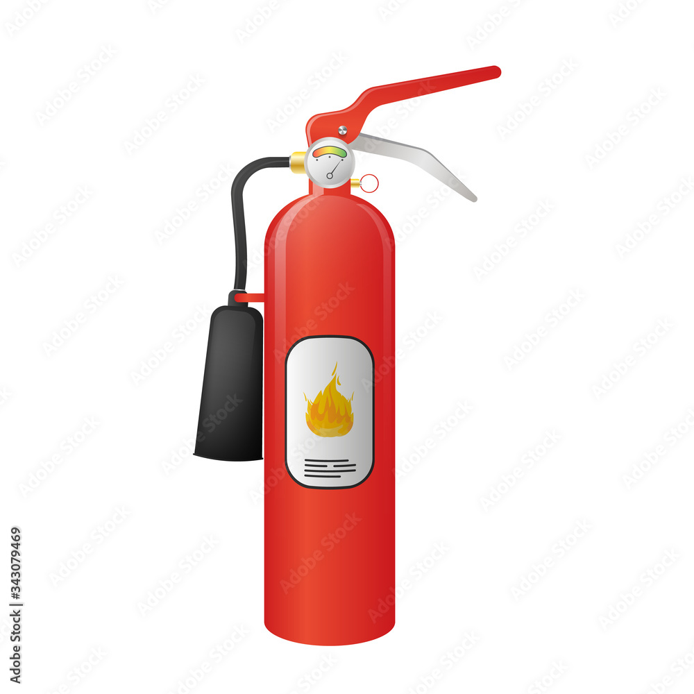 Red fire extinguisher. Fire extinguisher isolated on a white background. Realistic. Vector. Red fire extinguisher. Fire extinguisher isolated on a white background. Realistic. Vector.