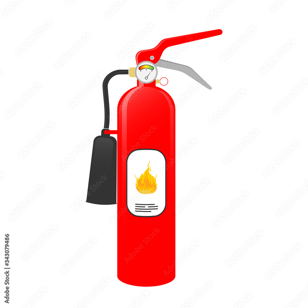 Red fire extinguisher. Fire extinguisher in a flat style is isolated on a white background. Vector. Red fire extinguisher. Fire extinguisher in a flat style is isolated on a white background. Vector.