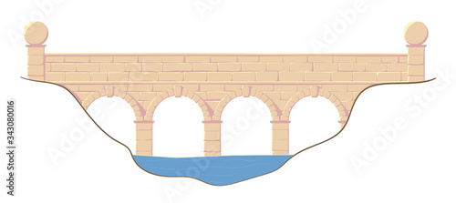 stone bridge stock vector illustration isolated on white background.