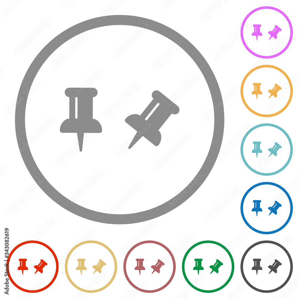 Toggle pin flat icons with outlines Toggle pin flat icons with outlines