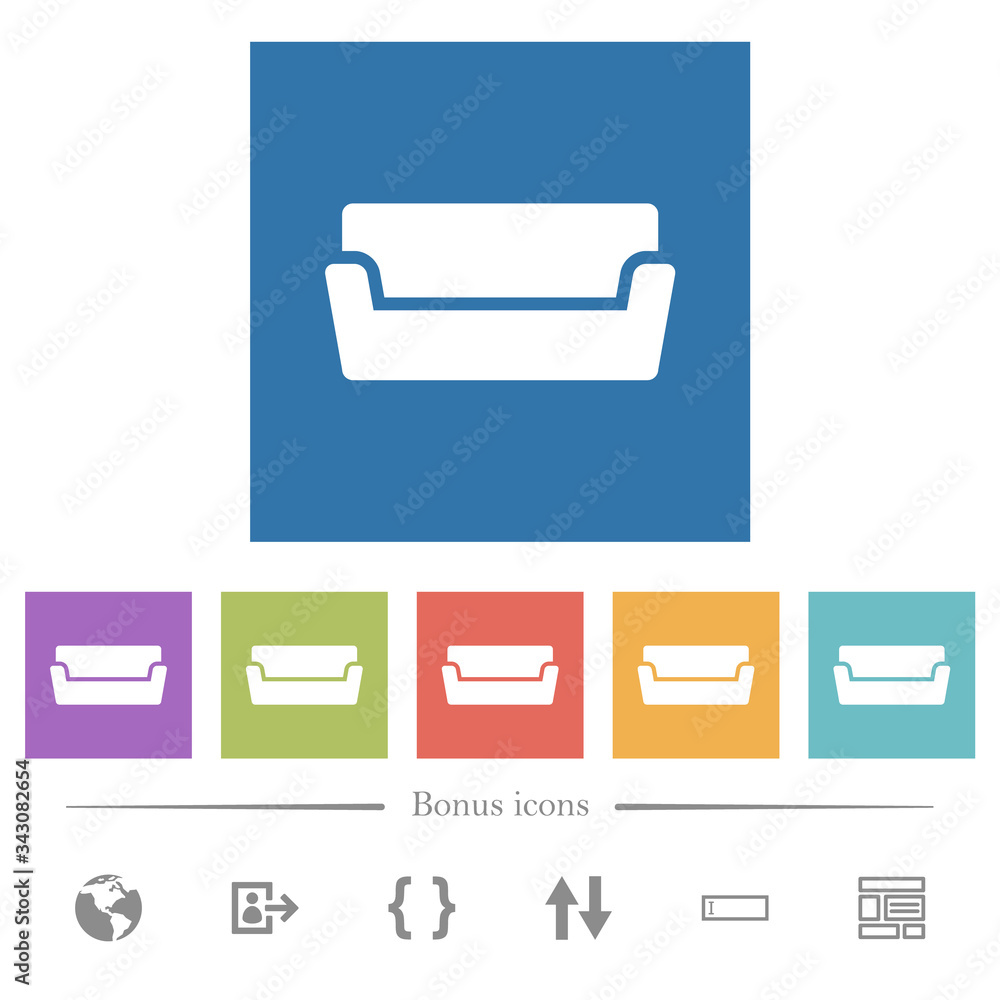 Couch flat white icons in square backgrounds Couch flat white icons in square backgrounds