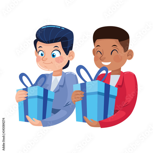 interracial young fathers with gifts characters