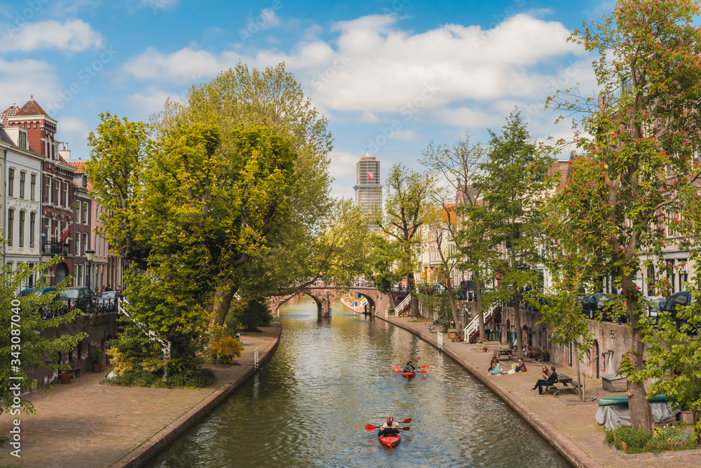 the oude graacht canal in utrecht the netherlands
