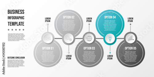 Business infographic concept. Timeline with business icons. Vector