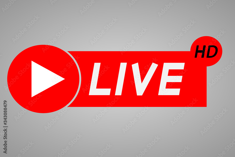 Live streaming icon. Red symbol and button of live streaming, broadcasting, online stream. Red live HD template for tv, shows, movies and performances in real time Live streaming icon. Red symbol and button of live streaming, broadcasting, online stream. Red live HD template for tv, shows, movies and performances in real time