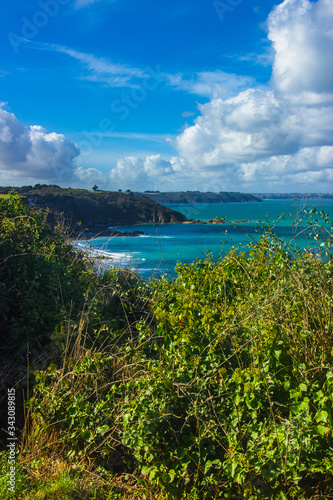 Plerin, Brittany, France - October 6 2019: Coast views from Pointe Roselier