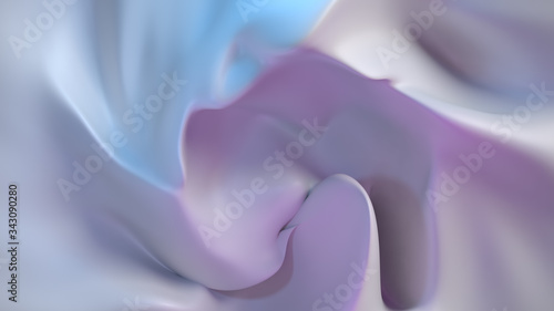 3d smooth elegant render of wavy fliud surface. Bright light. Blue and purple colors. photo