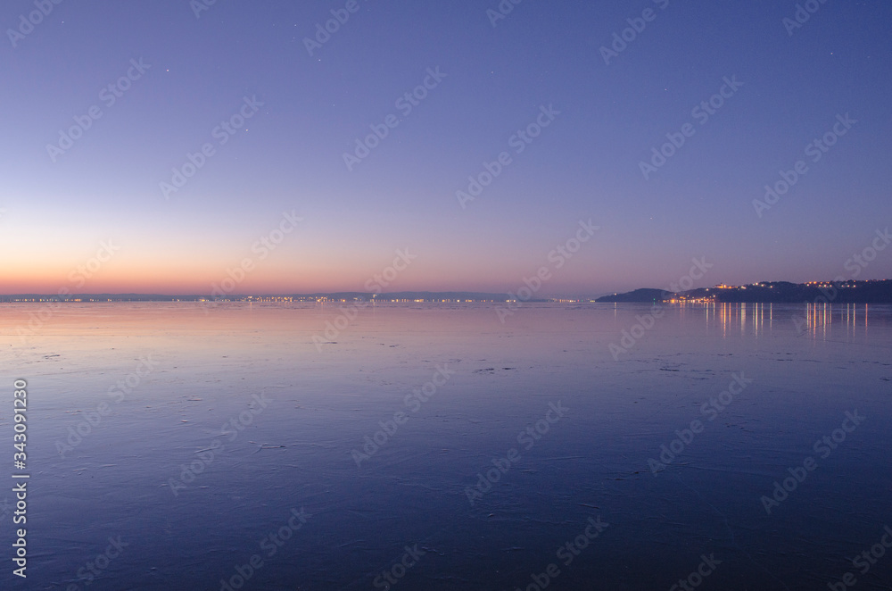 frosty Balaton lake sunrise