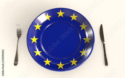 EU food industry standards 3d rendered concept isolated on white