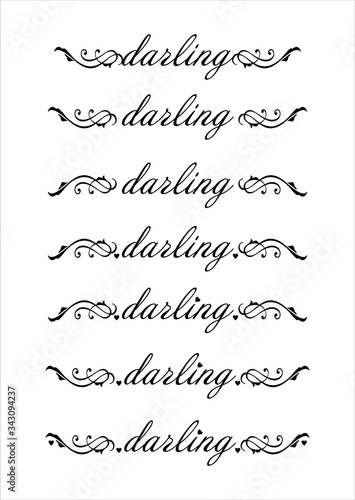 darling inscription with decorative curl elements
