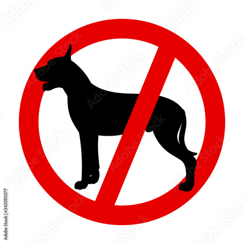 A red circle on a white background, a stop sign. No Pets allowed