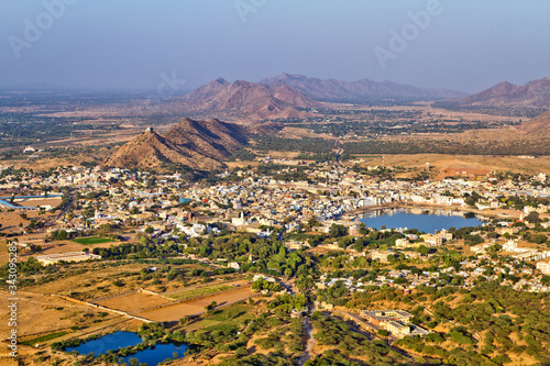 Panoramic view of Pushkar Holy City, in Rajasthan, India.