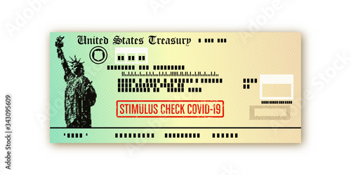 Covid-19 US stimulus check payment vector design - social security and financial relief illustration
