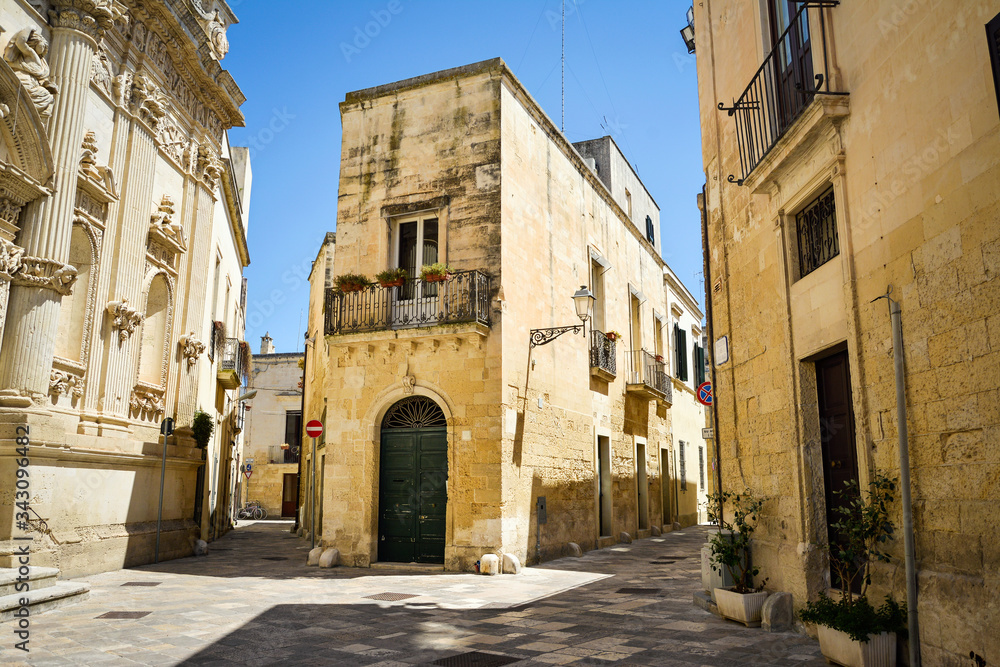 Lecce street view in a beautiful sunny day, Puglia, southern Italy. Europe. Lecce street view in a beautiful sunny day, Puglia, southern Italy. Europe.