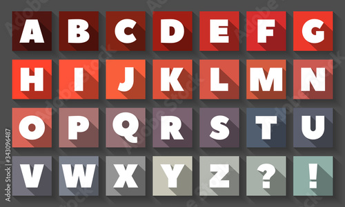 Flat Design Letters, icons alphabet with long shadow, concept background