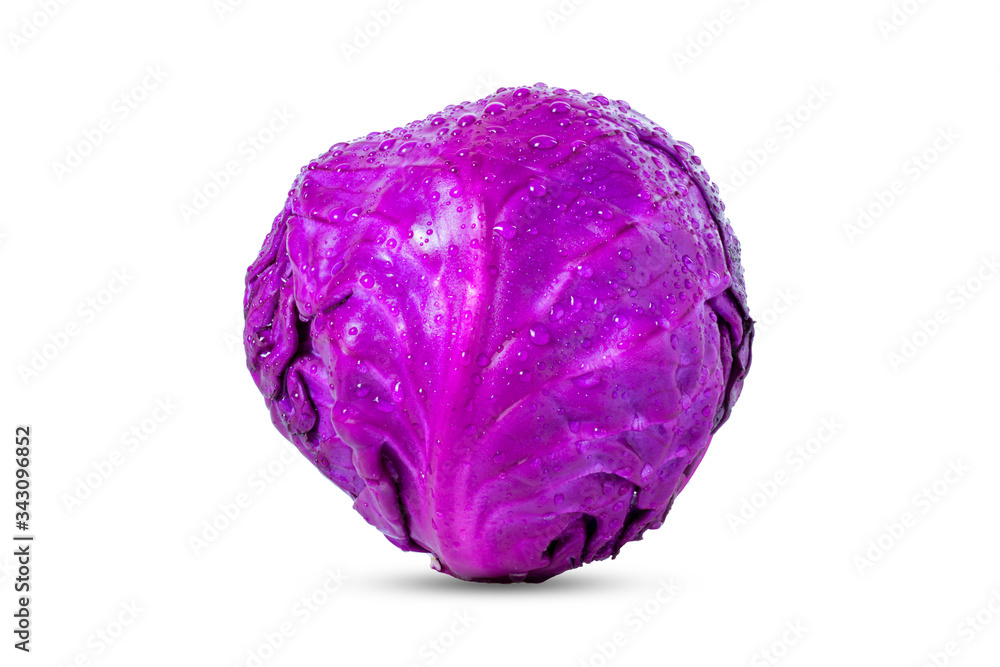 Red cabbage, isolated on the background Clipping Path