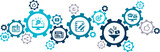 Multimedia writing vector illustration. Concept with connected icons related to content marketing, journalism, social media, blogging or publishing.