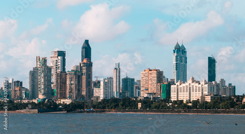 Mumbai skyline seen from Marine Drive  South Mumbai. 