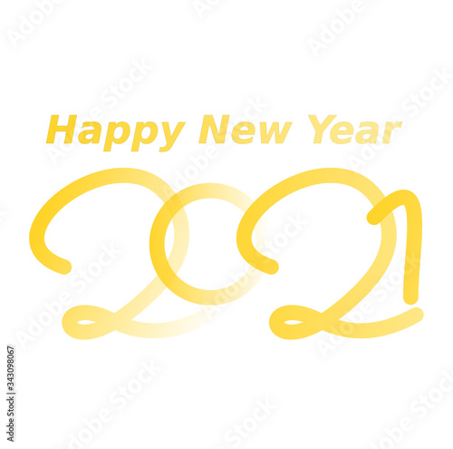 2021 HAPPY NEW YEAR script text hand lettering. Design template Celebration typography poster, banner or greeting card for Merry Christmas and happy new year. Vector Illustration