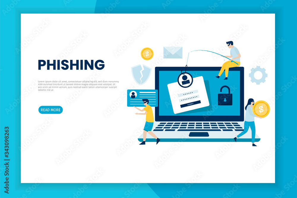 phishing attack illustration concept. This design can be used for websites, landing pages, UI, mobile applications, posters, banners phishing attack illustration concept. This design can be used for websites, landing pages, UI, mobile applications, posters, banners