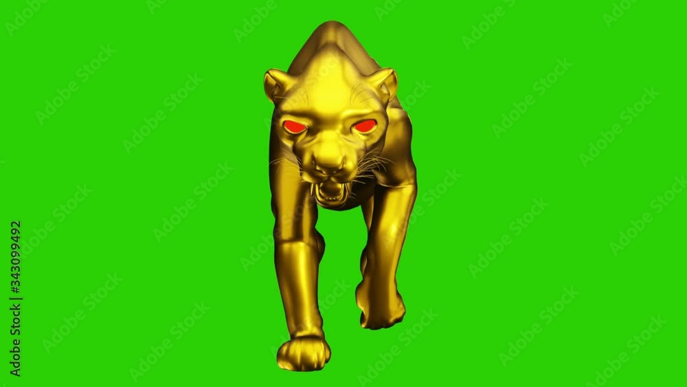 Golden tiger walking animation with 360 degrees view over a green background added alpha channel., 4K video Golden tiger walking animation with 360 degrees view over a green background added alpha channel., 4K video