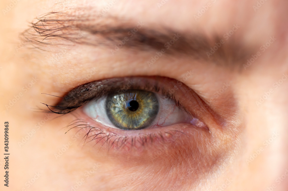 Female right emerald green coloured eye extreme closeup Female right emerald green coloured eye extreme closeup