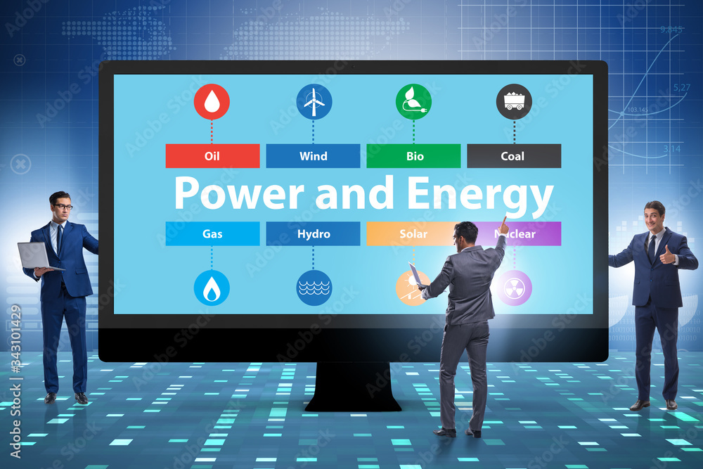 Energy mix concept with businessman Energy mix concept with businessman