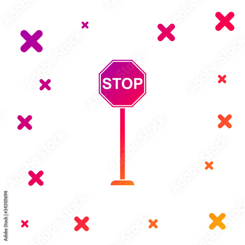 Color Stop icon isolated on white background. Traffic regulatory warning stop symbol. Gradient random dynamic shapes. Vector Illustration