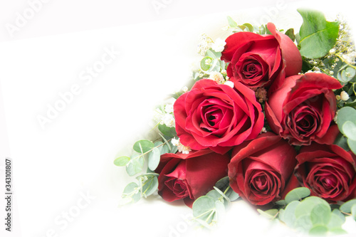 Red Rose bouquet on white background