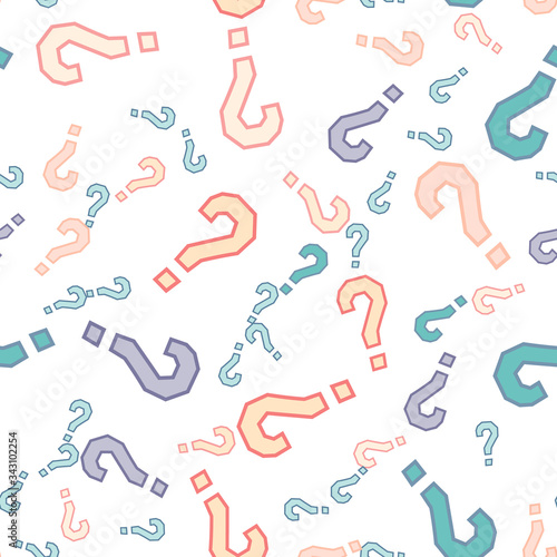 Quiz seamless pattern. Question marks, doubt, faq