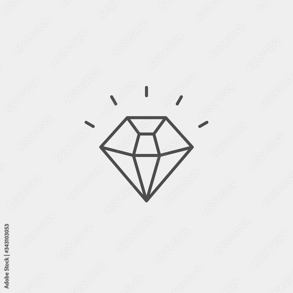 Diamond flat vector icon. Crystal flat vector icon Diamond flat vector icon. Crystal flat vector icon