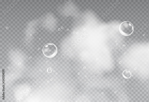 Bath foam isolated on transparent background. Shampoo bubbles texture. soap dissolved in water. The effect of washing.
