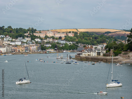 Boats on the river Dart in Dartmouth, South Devon. The town of Kingswear can be seen in the background.