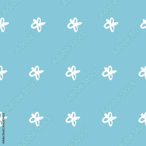 Repeat Daisy Flower Pattern with blue background. Seamless floral pattern. Stylish repeating texture.