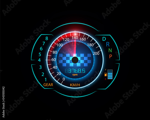 Speed meter motion background with fast speedometer car. Racing and velocity background.