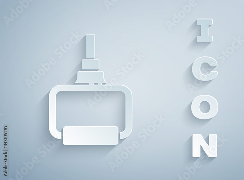 Paper cut TPX loop training equipment icon isolated on grey background. Sport equipment. Paper art style. Vector Illustration