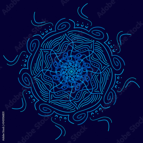 mandala blue circle pattern ornament (ID: 343106831)