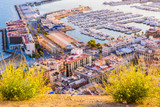 Stunning View of the Port of Santa Barbara Fortress in Alicante. Alicante province. Spain