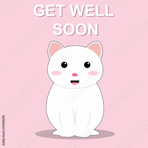 Get well soon cute cat vector illustration design