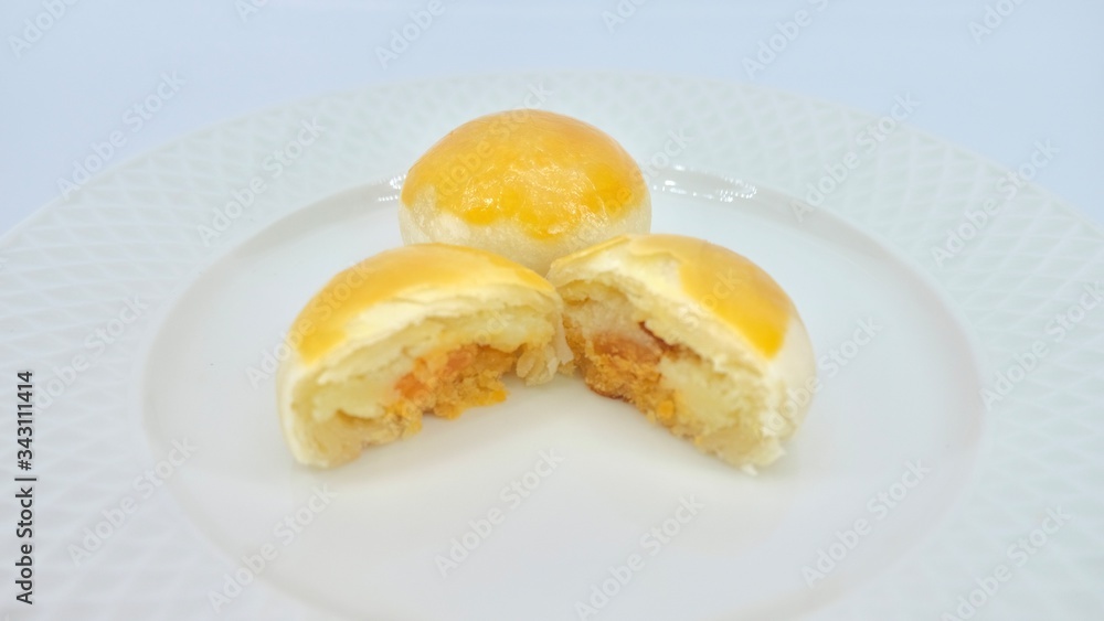 Chinese pastry bean cake with salt egg yolk