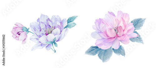  Watercolor flowers © long