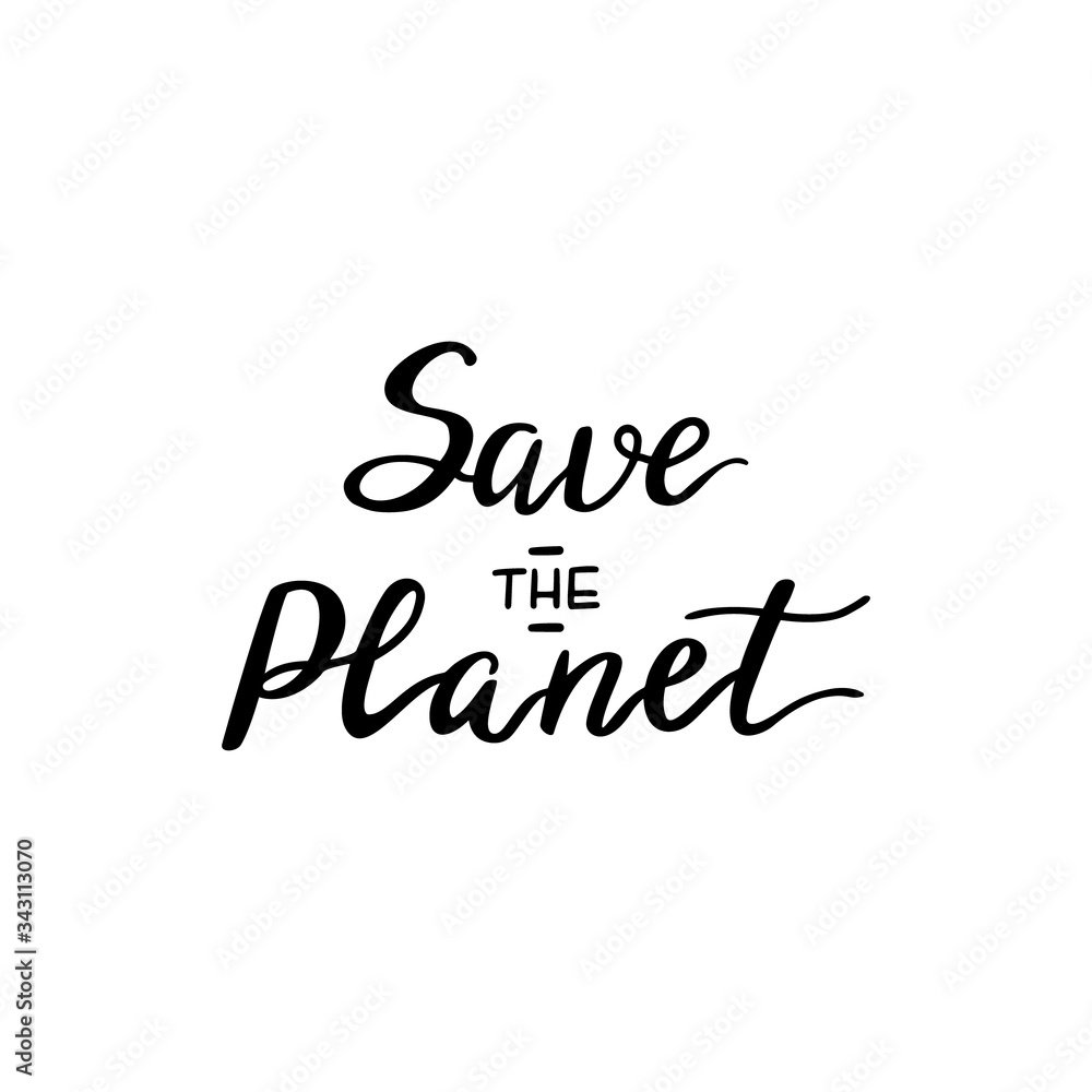 save the planet lettering isolated on white