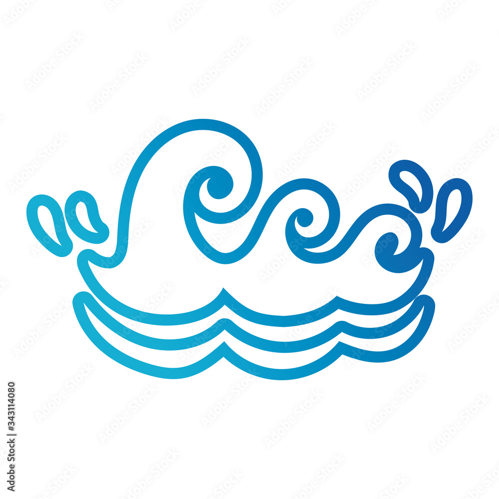 Fototapeta premium water waves ocean line gradient style icon