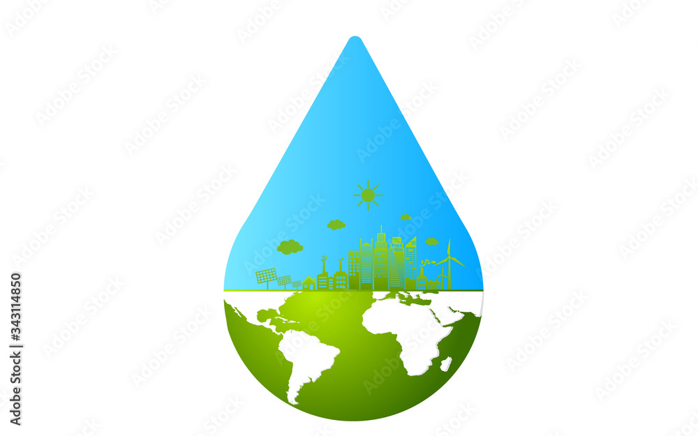 Obraz premium World Water Day Save Nature Concept Stock Vector