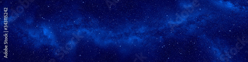 Milky way galaxy in night sky web banner. Space background.